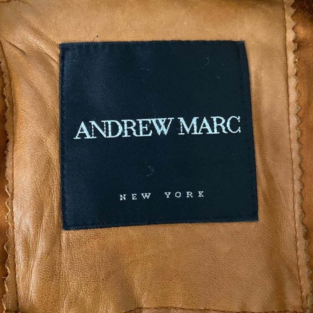 Vtg Andrew Marc Leather Jacket Mens XL Cognac Brown Zip Bomber Made in Korea - Picture 5 of 12
